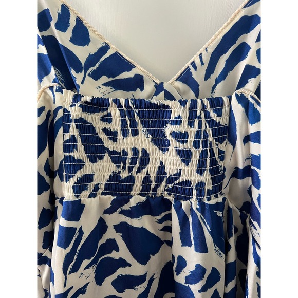 🫆PRICE DROP🫆Alexis blue botanical tie strap asymmetrical hem dress - size L 🤍💙🏝️ - Picture 10 of 12